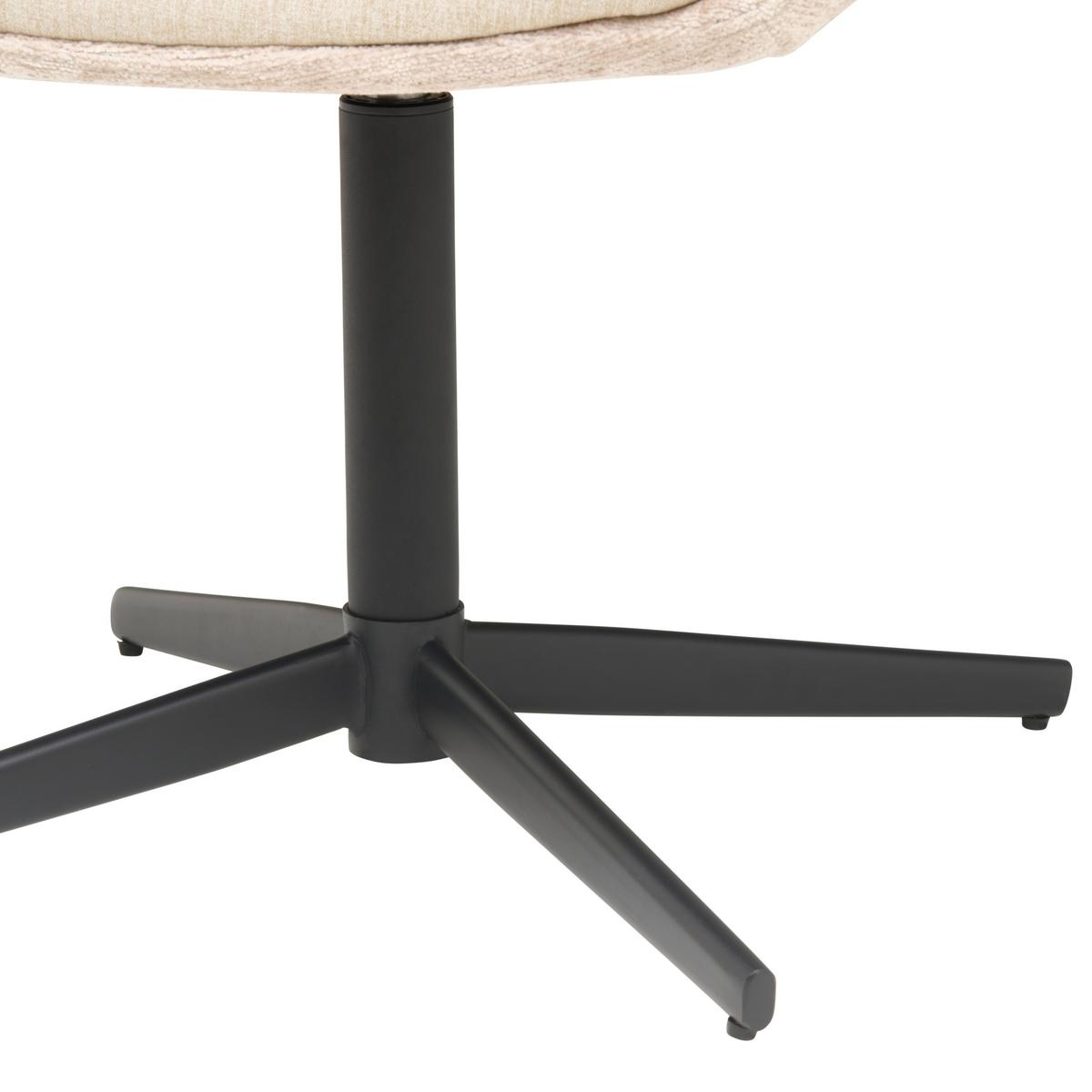 Armlehnstuhl Kaan Chenille Beige, B: 61 Cm - Beige/Schwarz, KONVENTIONELL, Textil/Metall (61/85/63cm) - MID.YOU