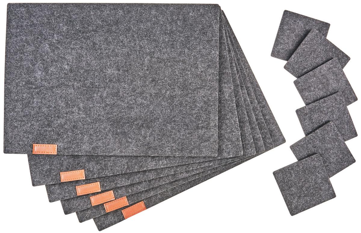 PROSTÍRÁNÍ Felt, 12 kusová sada - tmavě šedá, Moderní, textil - Mömax
