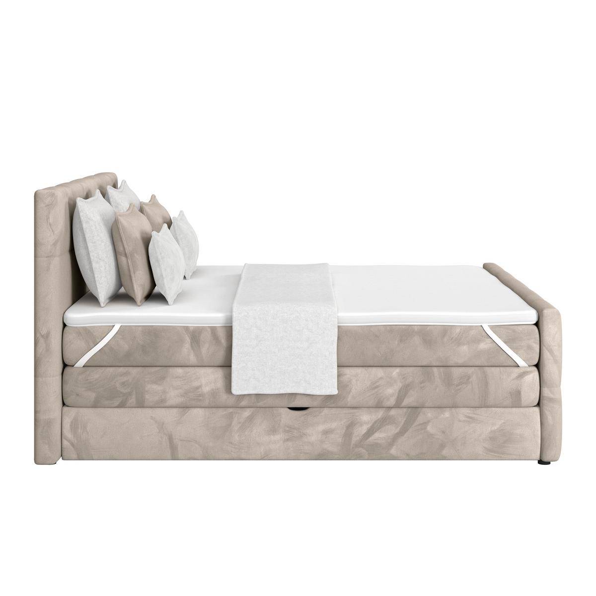 Boxspringbett mit Topper und Bettkasten 160x200 cm Medino - Taupe, KONVENTIONELL, Holz/Holzwerkstoff (160/200cm) - Luca Bessoni