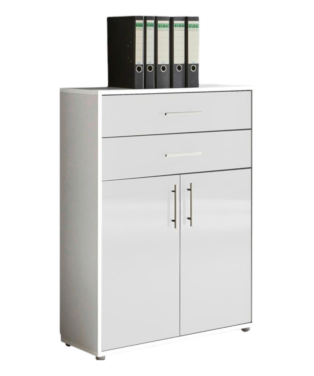 Office Edition B: 84,5 cm Weiß - Weiß Hochglanz/Weiß, MODERN, Holzwerkstoff (84,5/114/33cm) - MID.YOU