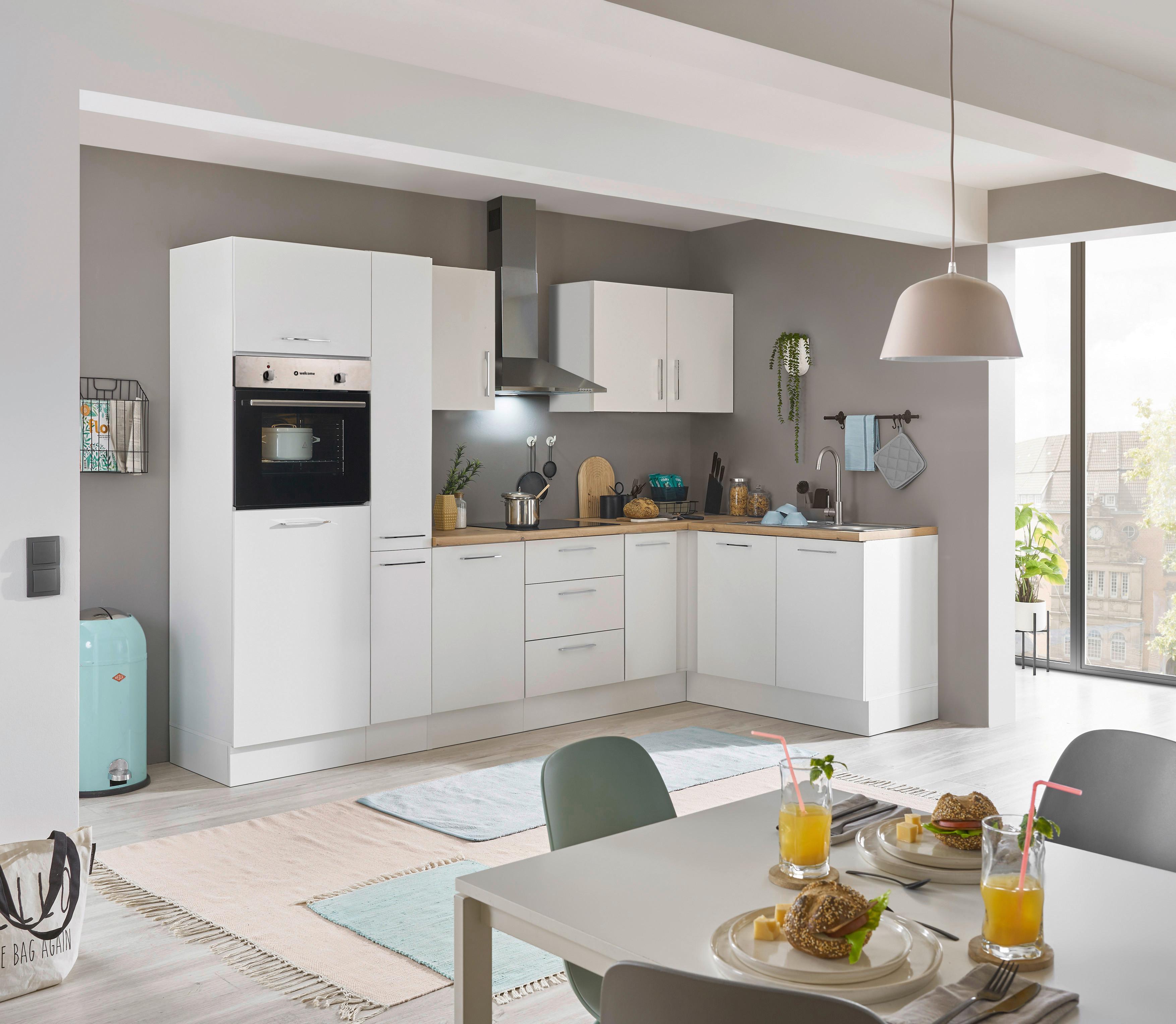 Eckküche Turin Weiß/Eiche Dekor 300x165 cm - Weiß/Eiche Artisan, Basics, Holzwerkstoff (300/165cm) - MID.YOU