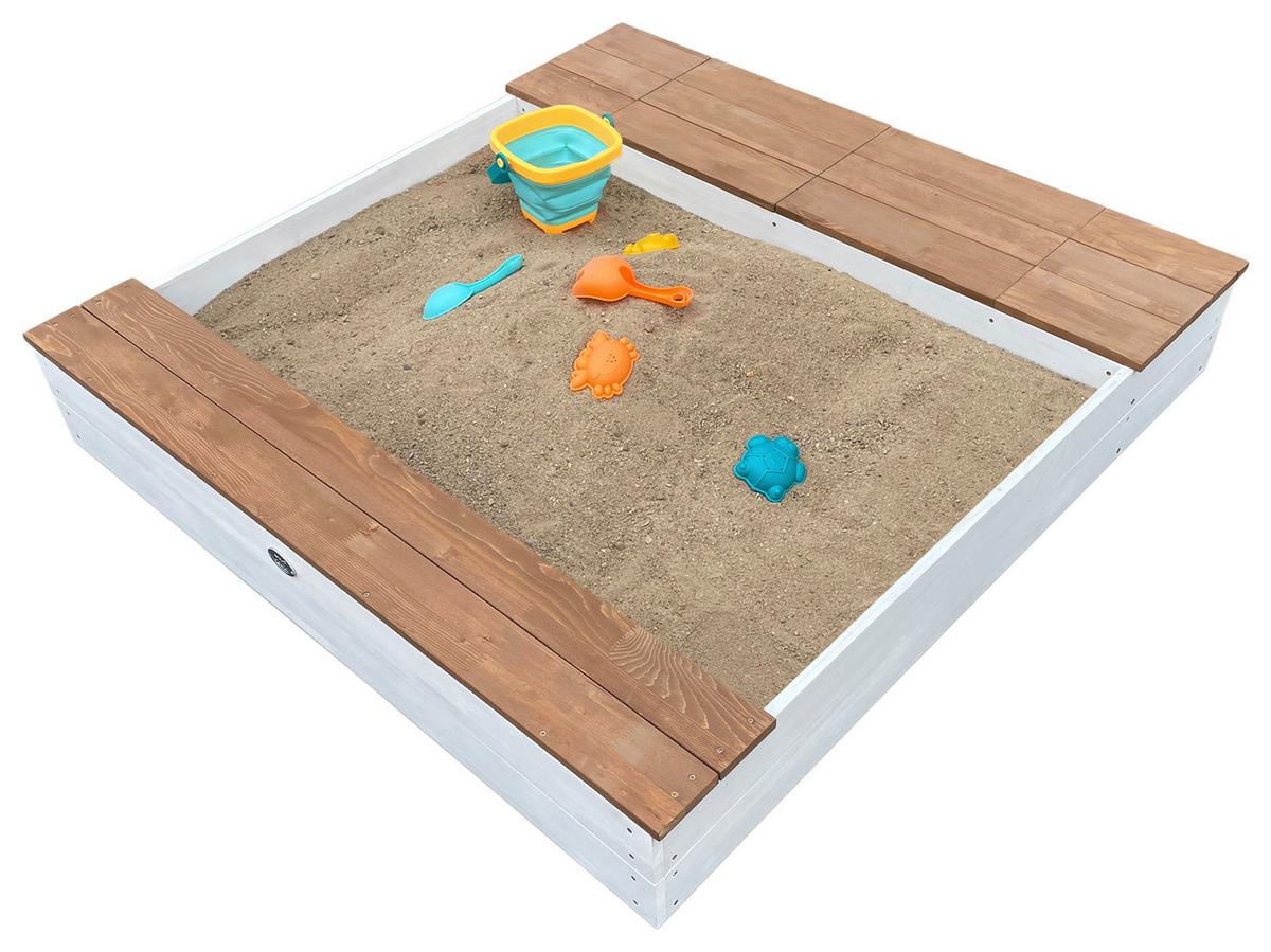 Sandkasten A031.016.01 - Braun/Weiß, KONVENTIONELL, Holz (117/18,7/119cm) - Ambia Garden