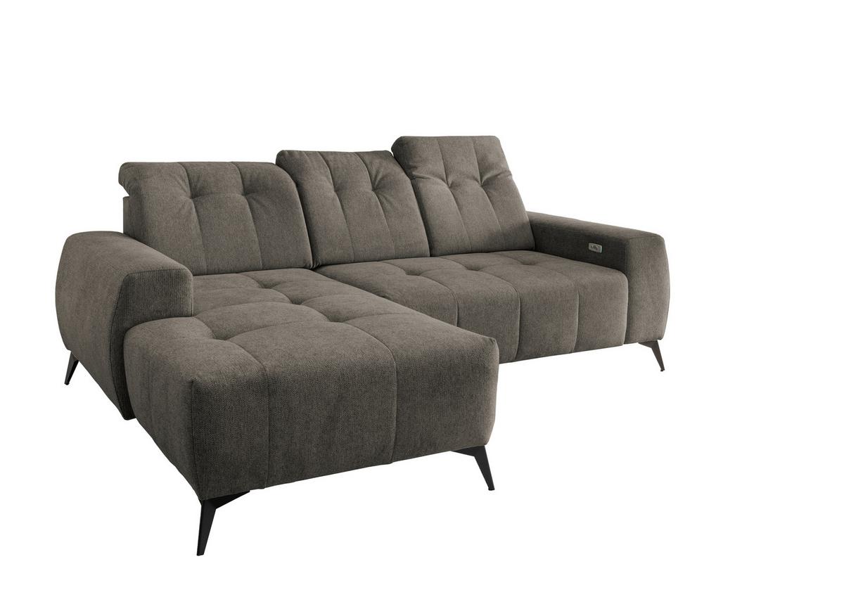 Ecksofa Mit Usb Anschluss Sano, Graubraun, S: 180x258 Cm - Graubraun/Schwarz, MODERN, Textil (180/258cm) - Livetastic
