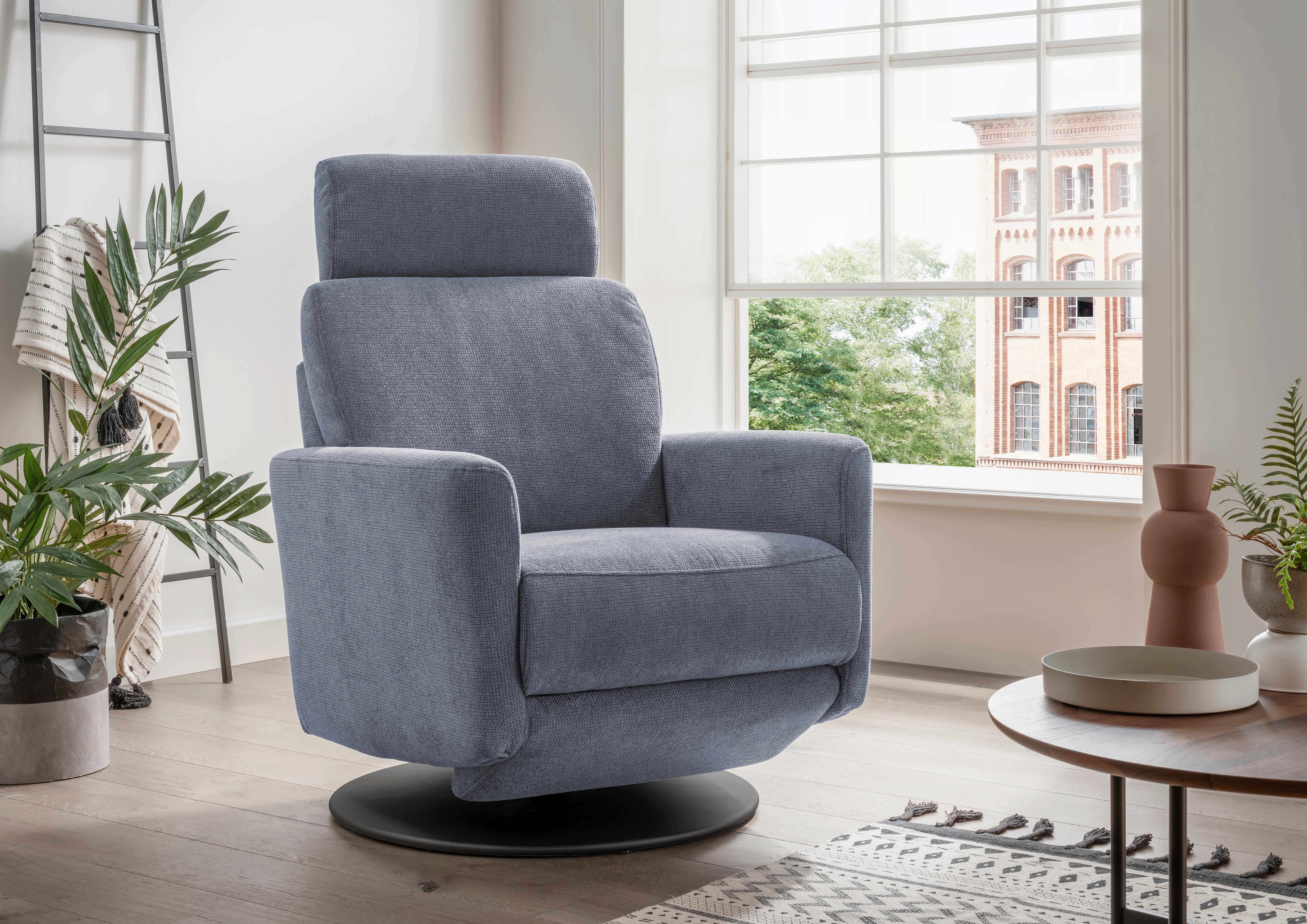 Relaxsessel Centrale T: 87-154 Cm, Hellblau - Schwarz/Hellblau, MODERN, Textil (77/105/87-154cm) - Livetastic