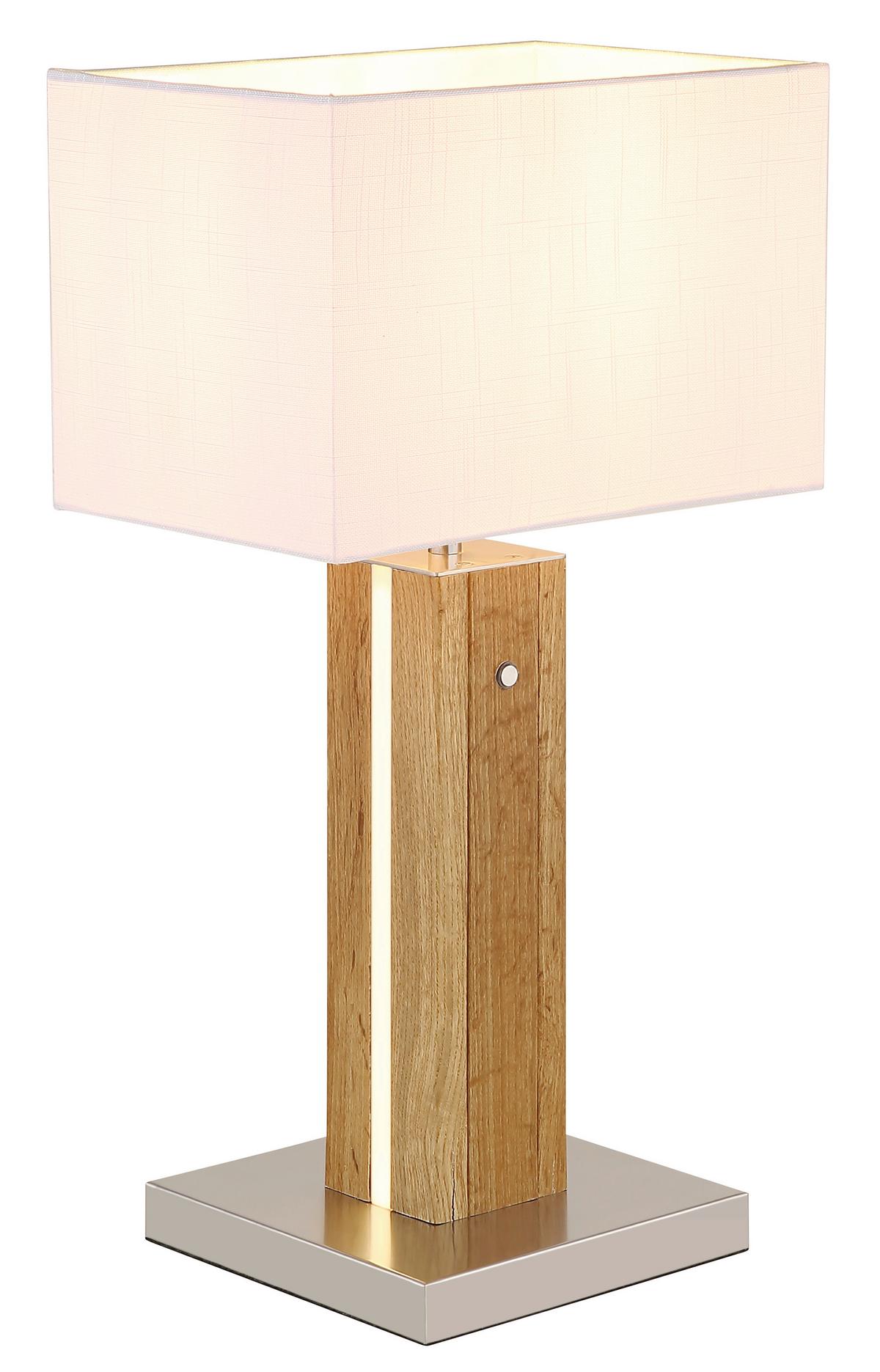Tischleuchte Weiß 230V LxBxH: ca. 30x20x56 cm - Chromfarben/Transparent, Design, Holzwerkstoff/Kunststoff (30/20/56cm) - Globo