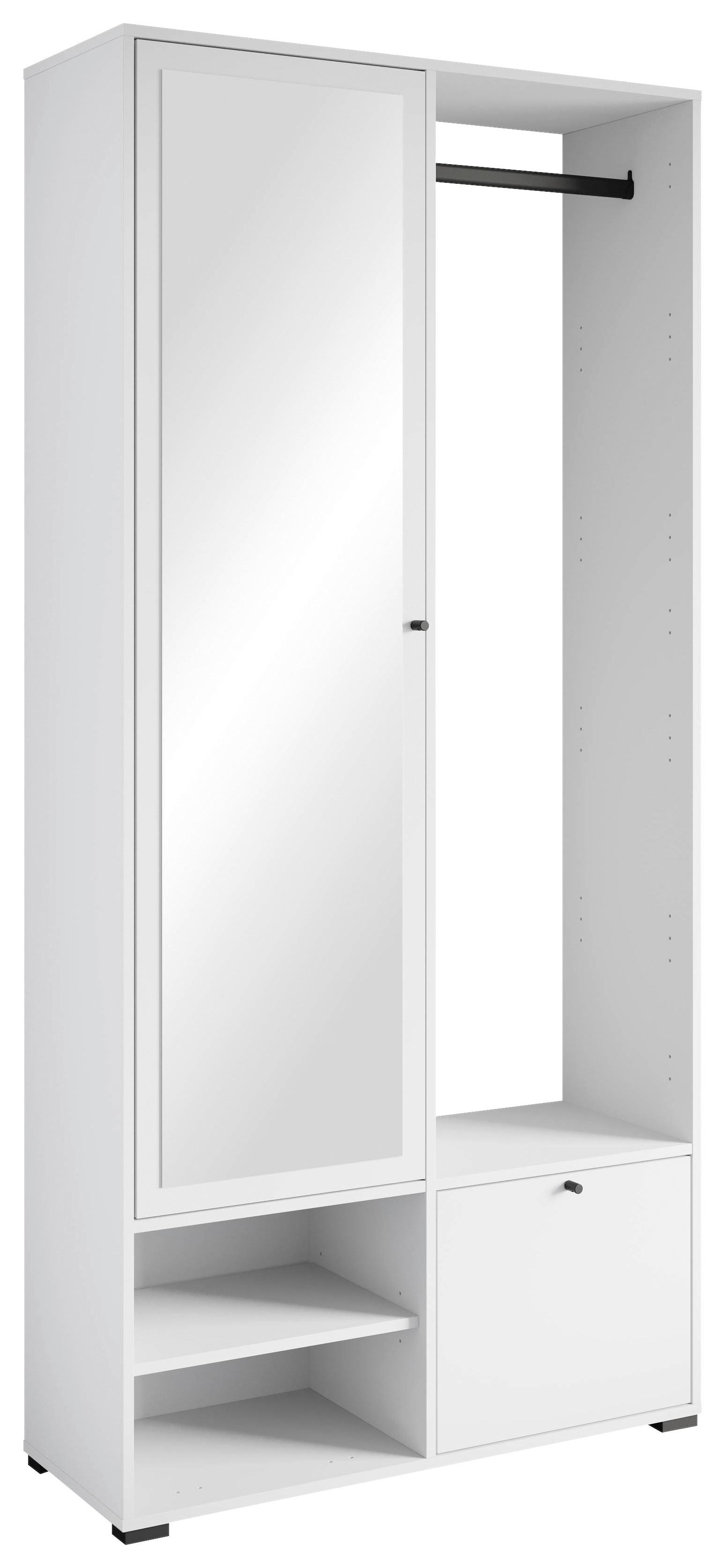 Garderobe Dino Weiß Matt B: 90 Cm - Weiß, Trend, Holzwerkstoff (90/190/33cm) - MID.YOU