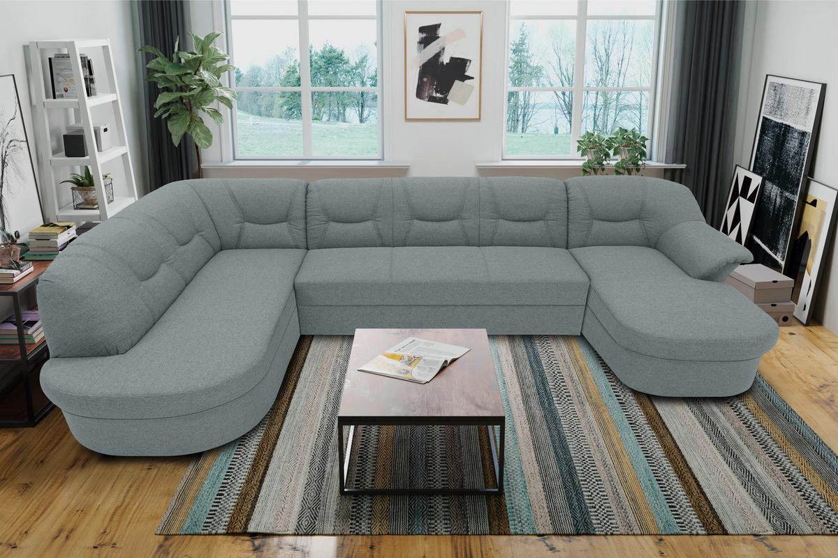 Wohnlandschaft Sarafina Mintgrau - Mintgrau/Schwarz, KONVENTIONELL, Textil (180/295/146cm) - MID.YOU