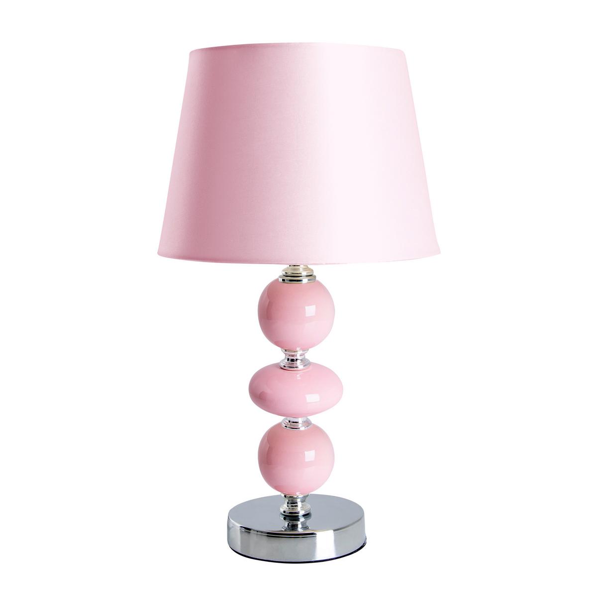 Tischlampe Rosa/chromfarben Mit Kippschalter - Chromfarben/Rosa, Design, Keramik/Textil (20/36cm) - Näve