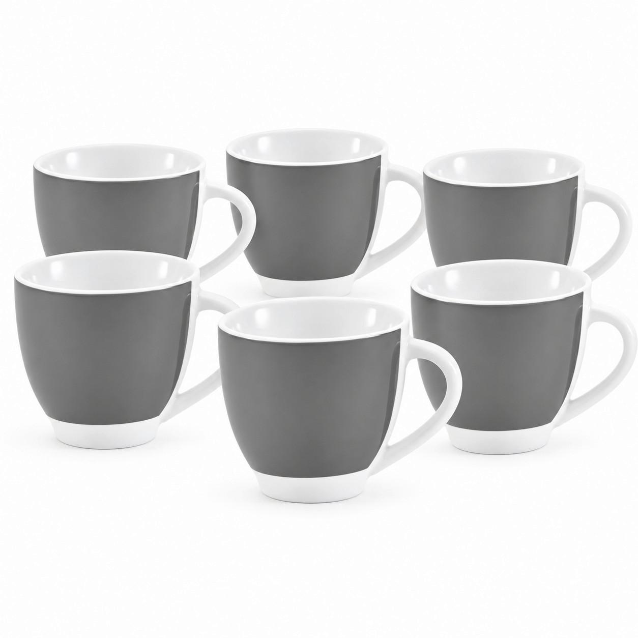 TASSENSET Grau Weiß 6-teilig 200 ml - Weiß/Grau, Basics, Keramik - Van Well