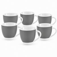 TASSENSET Grau Weiß 6-teilig 200 ml - Weiß/Grau, Basics, Keramik - Van Well