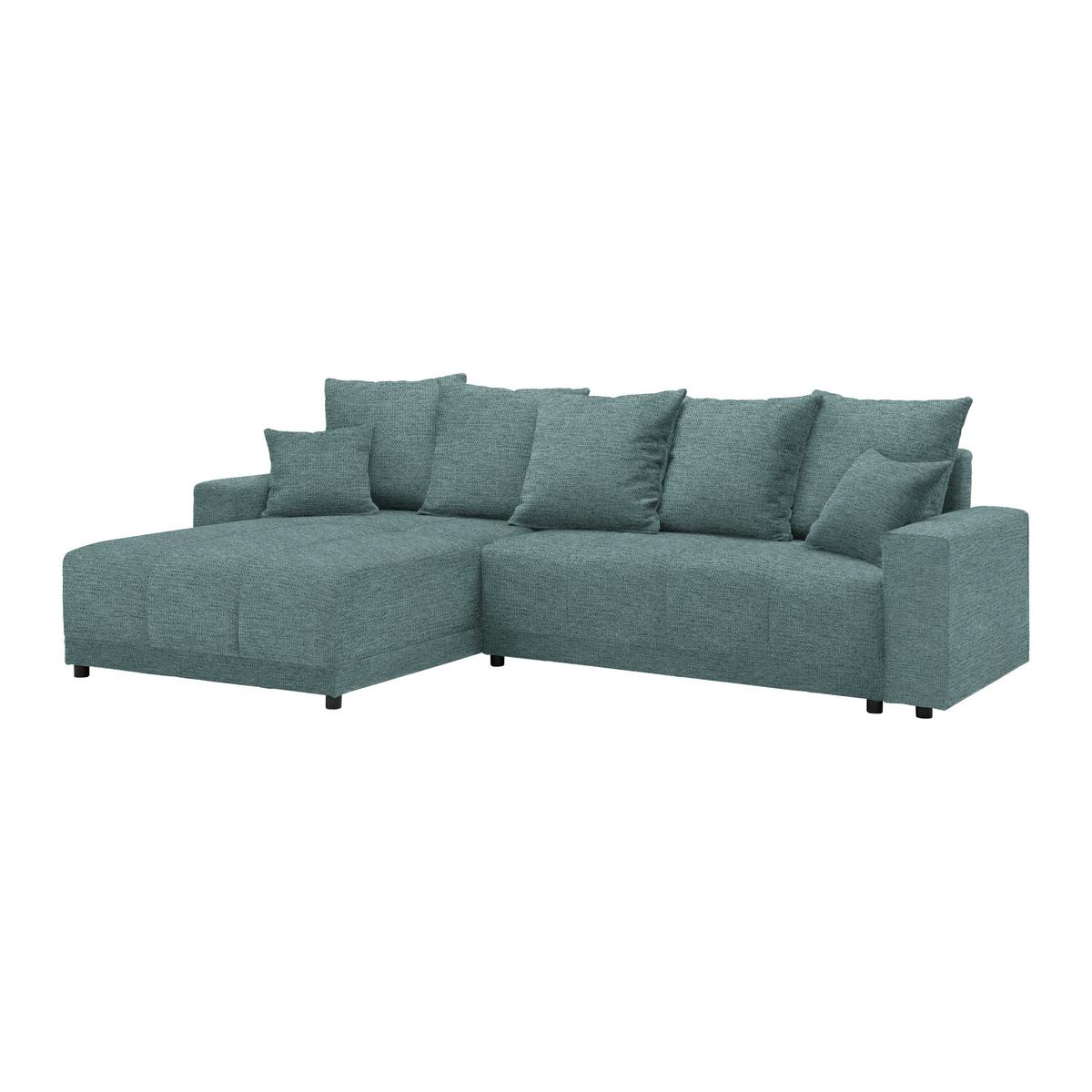 Rohová sedačka ALATRI, oboust.,petrolejová,s polštáři - petrolej/černá, Moderní, textil/plast (289/90/176cm) - Based