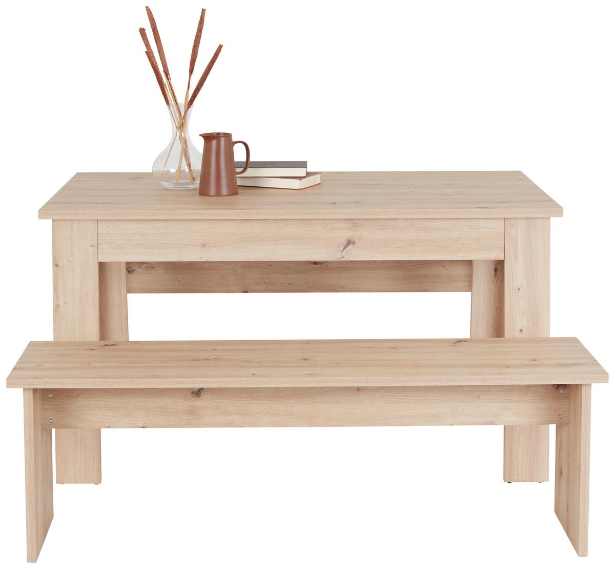 Essgruppe Paris 3-Tlg. Eiche Artisan Dekor - Eiche Artisan, KONVENTIONELL, Holzwerkstoff (137/77/75cm)