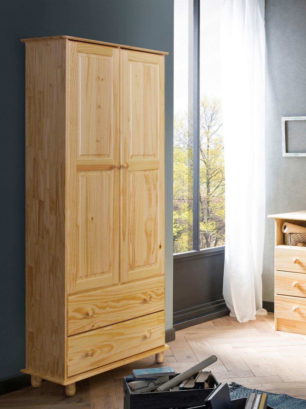 Kleiderschrank Kiefer Natur Naturfarben B: 82 Cm - Naturfarben, Natur, Holz (82/177/52cm) - Livetastic