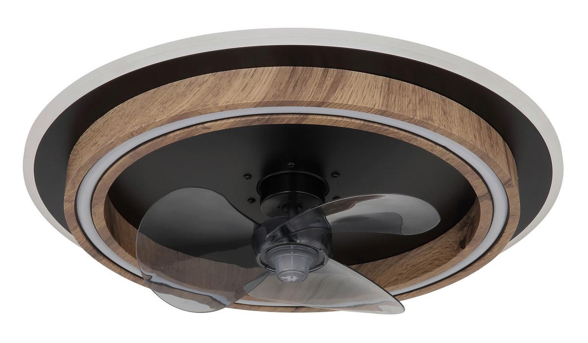 Mennyezeti Ventilátor 03655 - sötétbarna/fekete, Natur, műanyag/faalapú anyag (50/13,5cm) - Globo