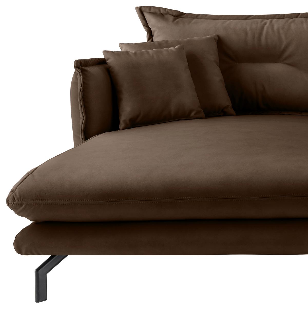 Ecksofa Lava Braun S: 180x255cm - Schwarz/Braun, MODERN, Textil (180/255cm) - Livetastic