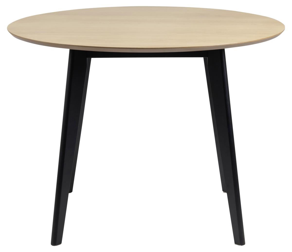 Okrúhly jedálenský stôl ROXBY 105 cm, dub - čierna/farba duba, Modern, kompozitné drevo (105/76/105cm)