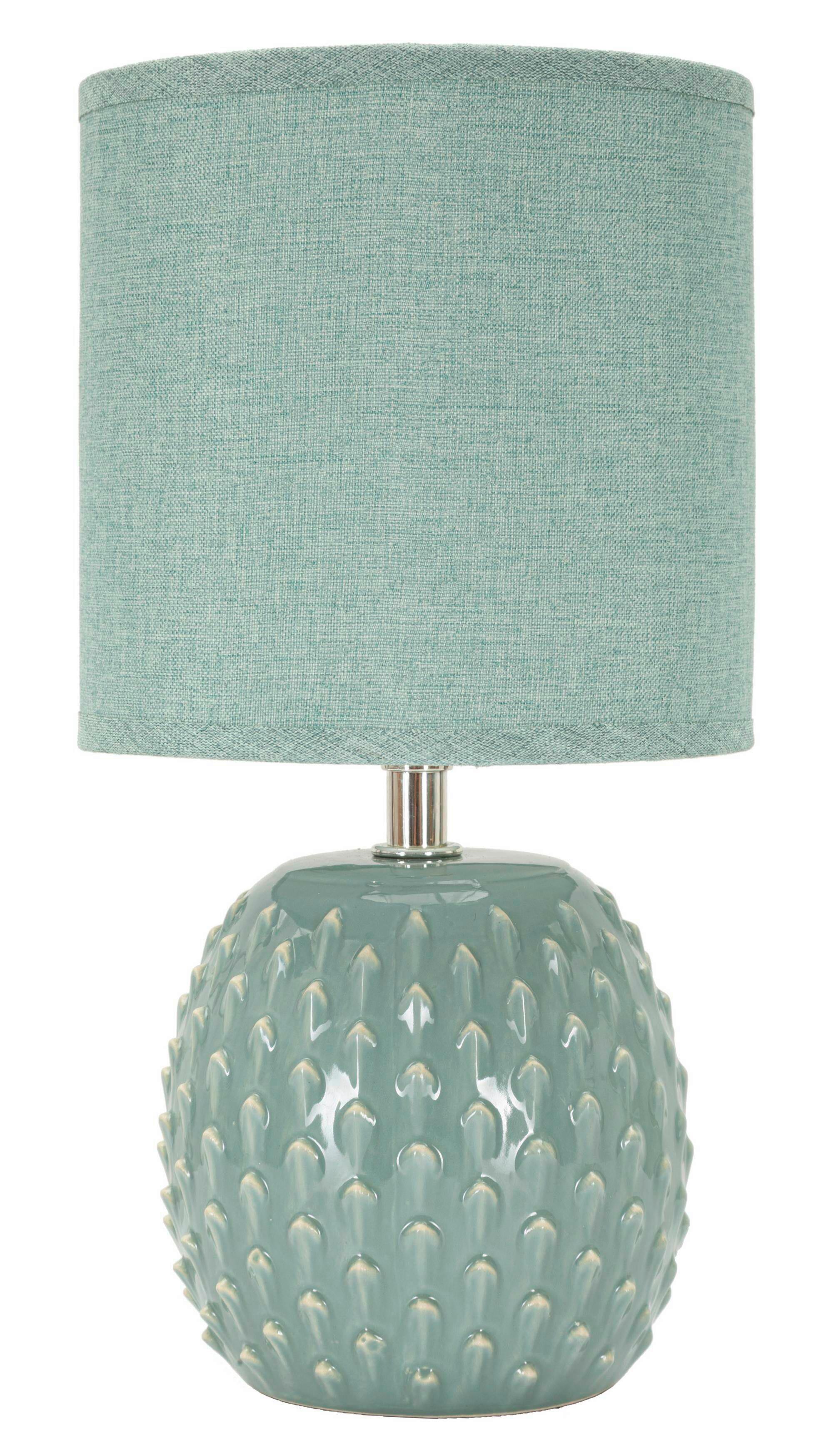 Tischleuchte Pontus Turquois Türkis B: 14 cm - Türkis, Basics, Keramik/Textil (14/27/14cm)
