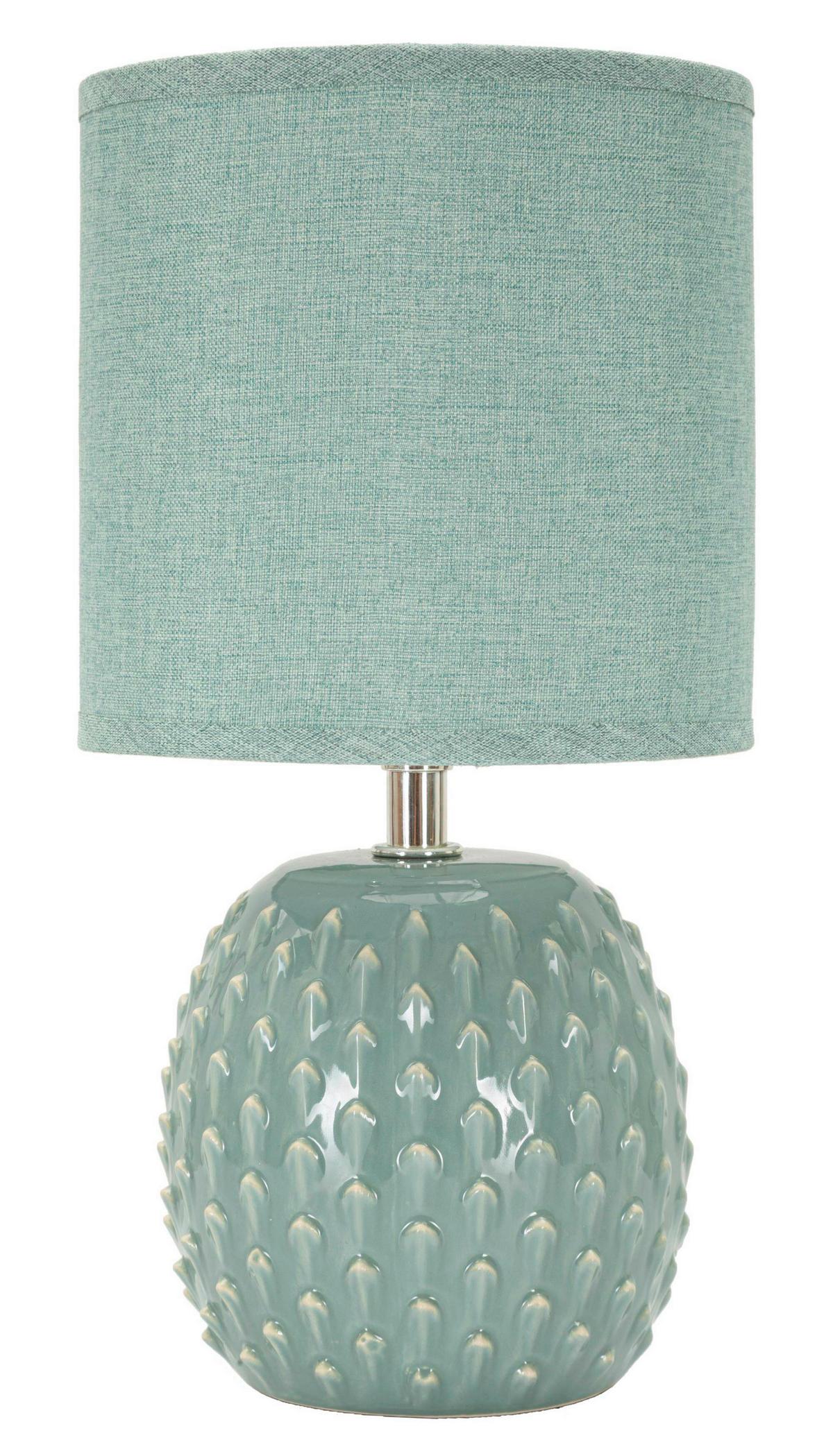 Tischleuchte Pontus Turquois Türkis B: 14 cm - Türkis, Basics, Keramik/Textil (14/27/14cm)