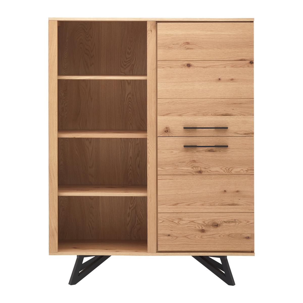 Komoda EMILIO dub - čierna/farba duba, Modern, kov/drevo (115/150/40cm) - Bessagi Home