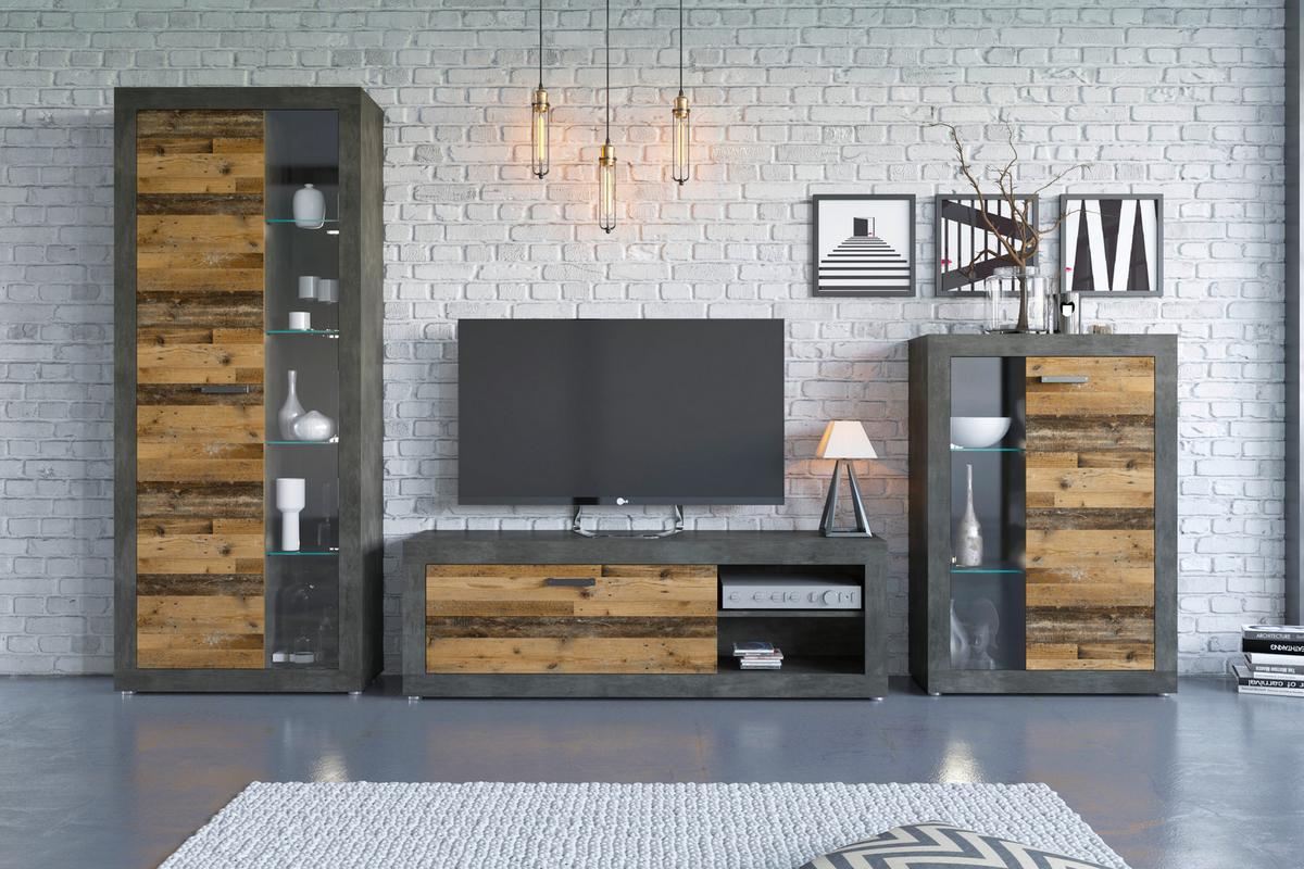 Stapelprogramm Kassel Eichefarben B: 306 cm - Eichefarben, ROMANTIK / LANDHAUS, Glas/Holzwerkstoff (306/192/42cm) - MID.YOU