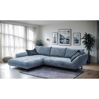 Ecksofa Biarritz Blau, Schenkel: 205x324 cm - Blau/Schwarz, Design, Textil (205/324cm) - MID.YOU