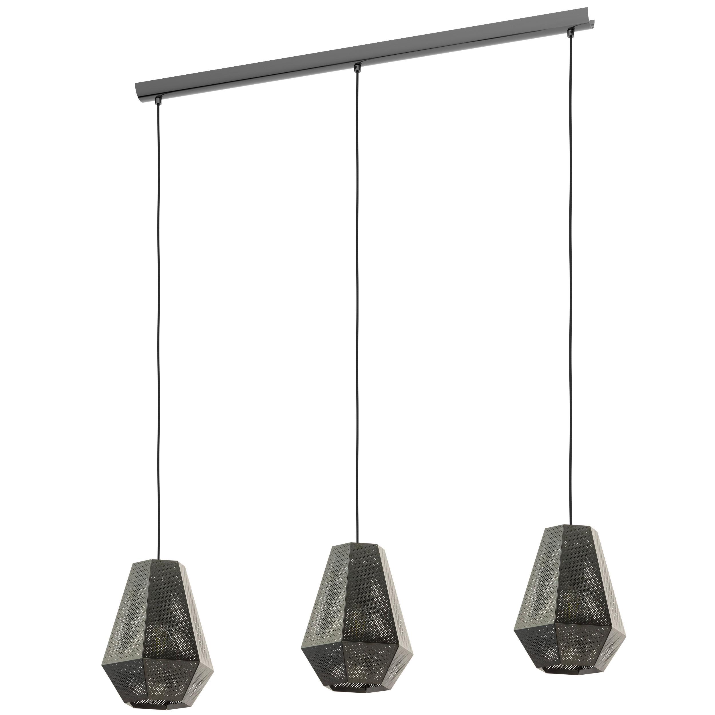 Hängeleuchte Chiavica H:110 cm 3-Flammig, Stahl Oval - Nickelfarben, Design, Metall (96,5/17,5/110cm) - Eglo