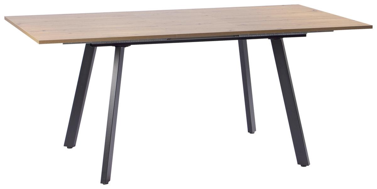 Esstisch Theo Eiche Artisan L: 140-180 cm - Schwarz/Eiche Artisan, MODERN, Holzwerkstoff/Metall (140/180/90/76cm) - Livetastic