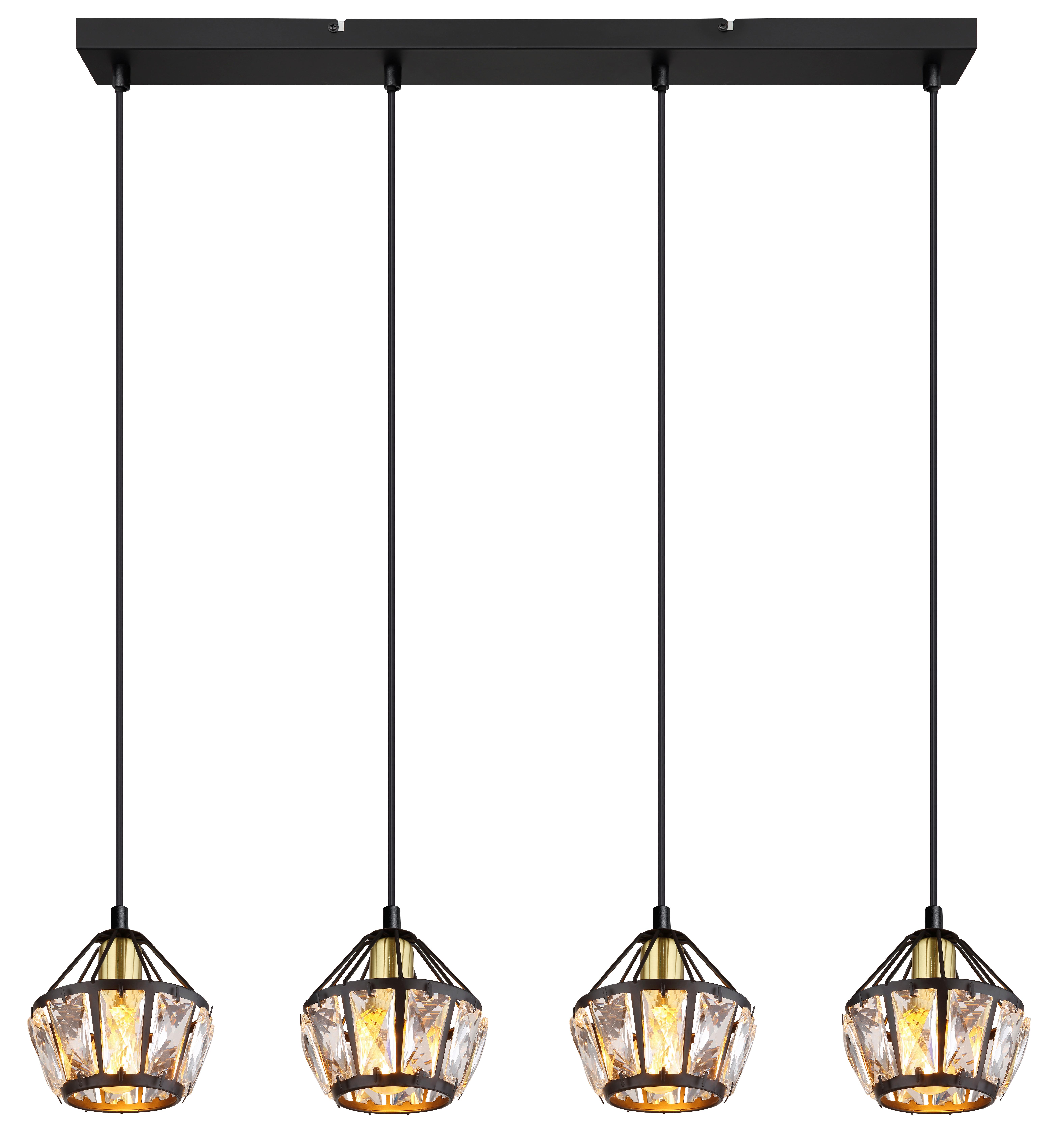Hängeleuchte 54359-4h - Klar/Messingfarben, KONVENTIONELL, Glas/Kunststoff (73/12,5/150cm) - Globo