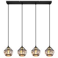 Hängeleuchte 54359-4h - Klar/Messingfarben, KONVENTIONELL, Glas/Kunststoff (73/12,5/150cm) - Globo