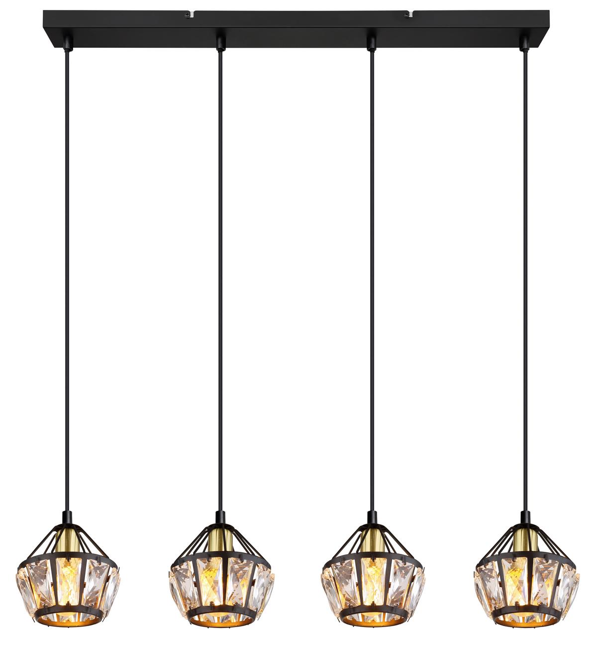 Hängeleuchte 54359-4h - Klar/Messingfarben, KONVENTIONELL, Glas/Kunststoff (73/12,5/150cm) - Globo