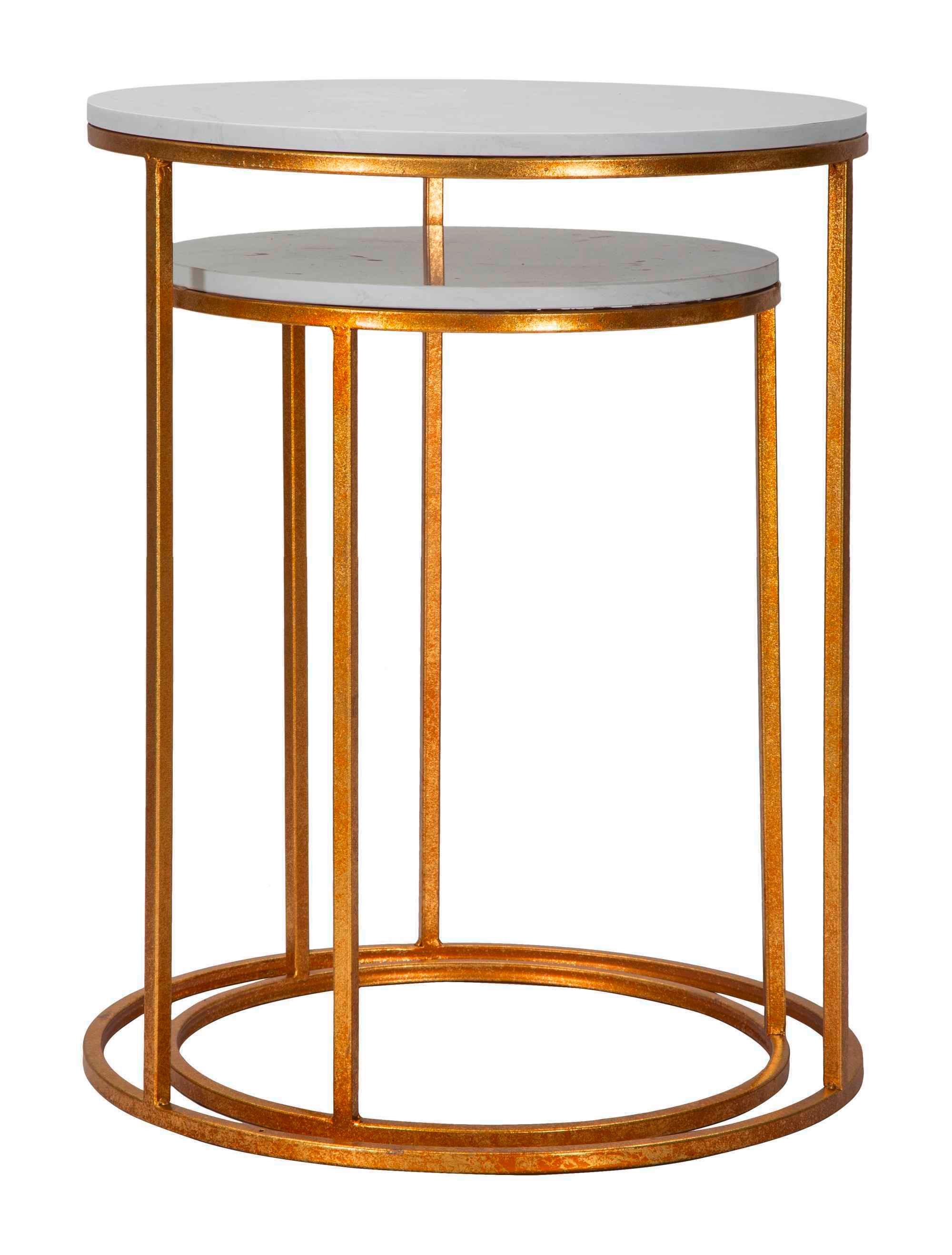 Couchtisch Marble Couple Goldfarben, Weiß B: 63 cm - Goldfarben/Weiß, Basics, Stein/Metall (63/52/52cm)