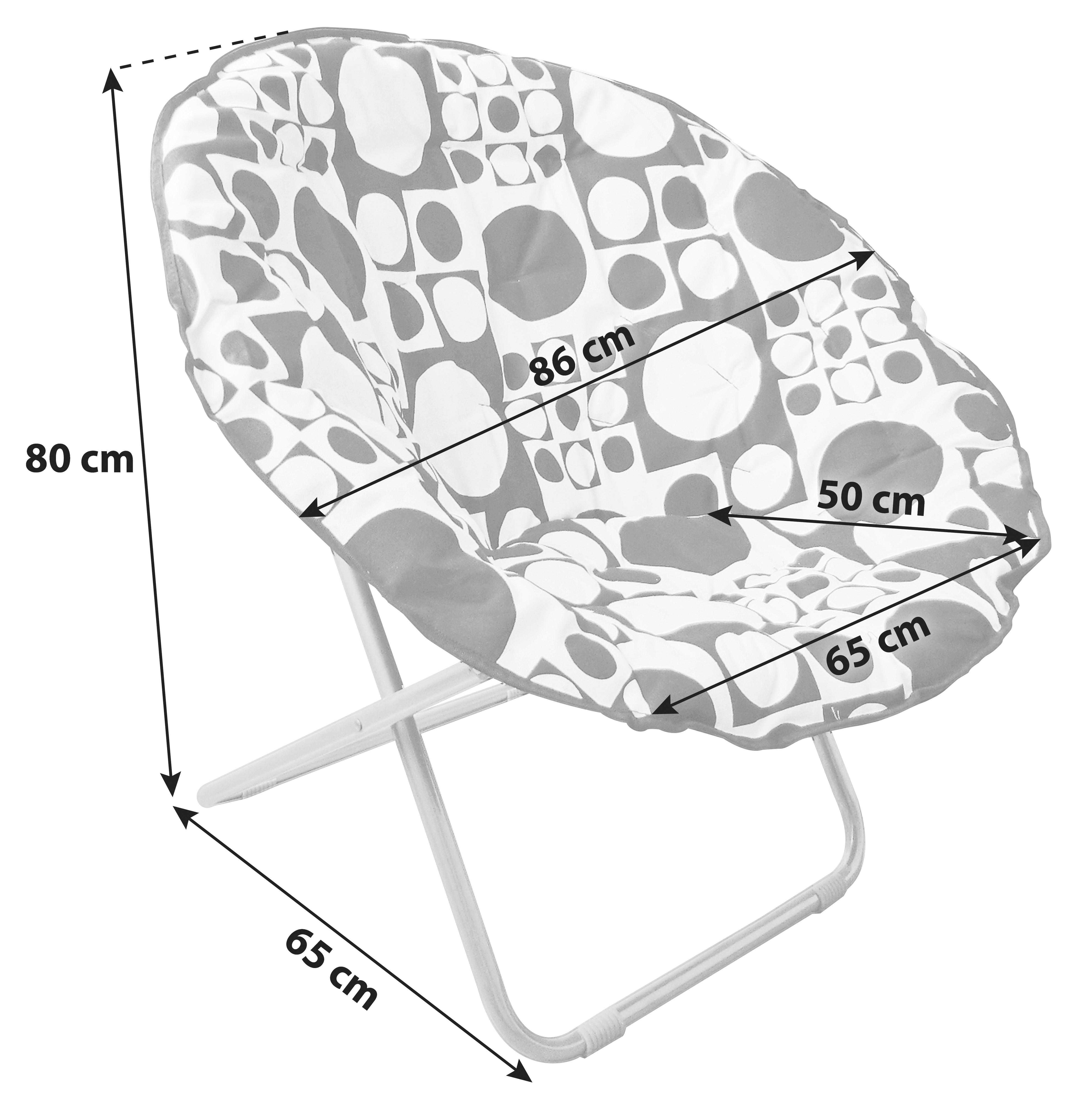 Klappsessel Papa Sam Stahl, Textil - Schwarz/Weiß, MODERN, Textil/Metall (86/80/65cm)