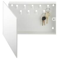 Schlüsselkasten Key 9 Haken Weiß BxH: 28x19 cm Mit Spiegel - Weiß, MODERN, Glas/Metall (28/19/4cm)