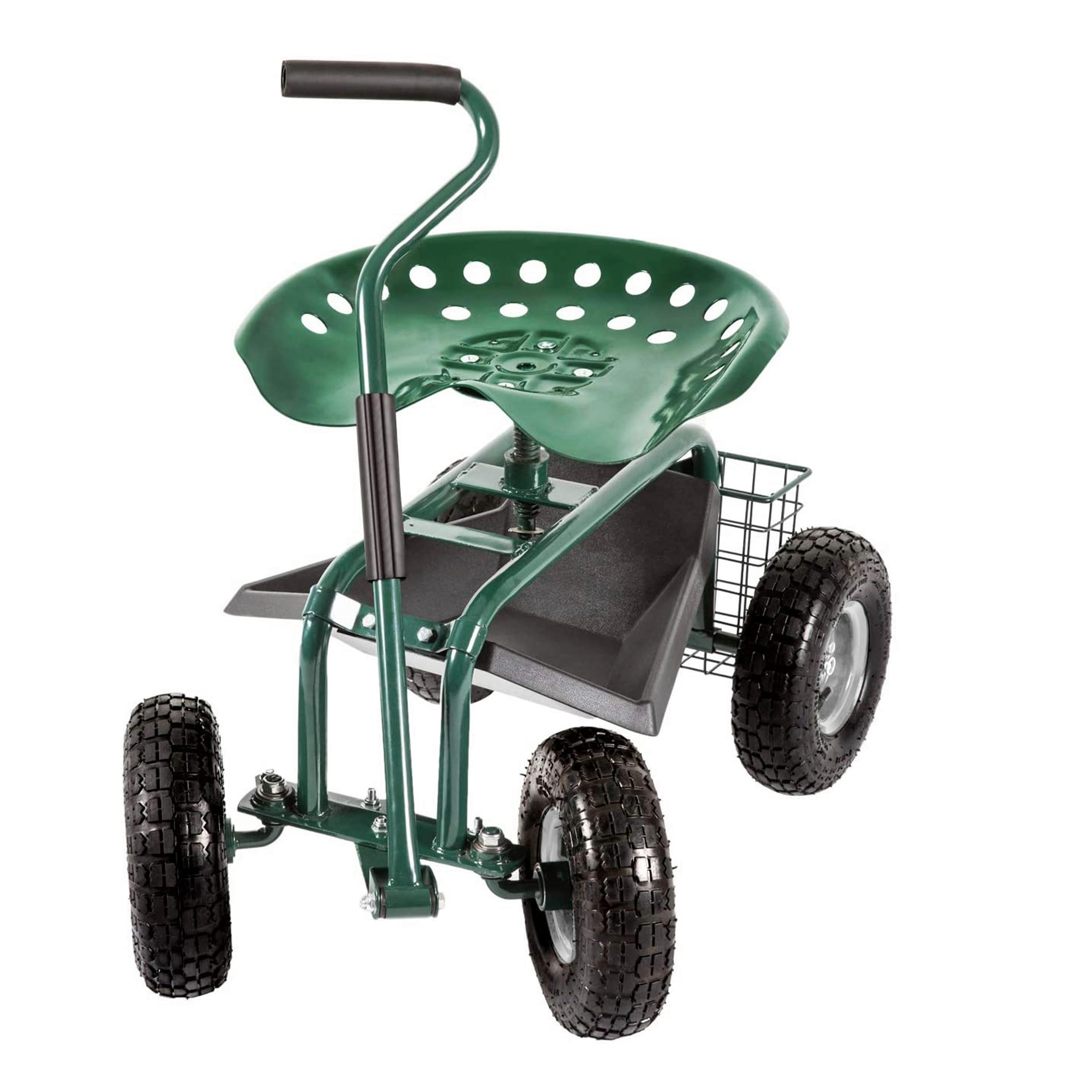 Gartengerätewagen Mit Sitz Grün - Dunkelgrün, Basics, Kunststoff/Metall (81/45/86cm) - Ambia Garden
