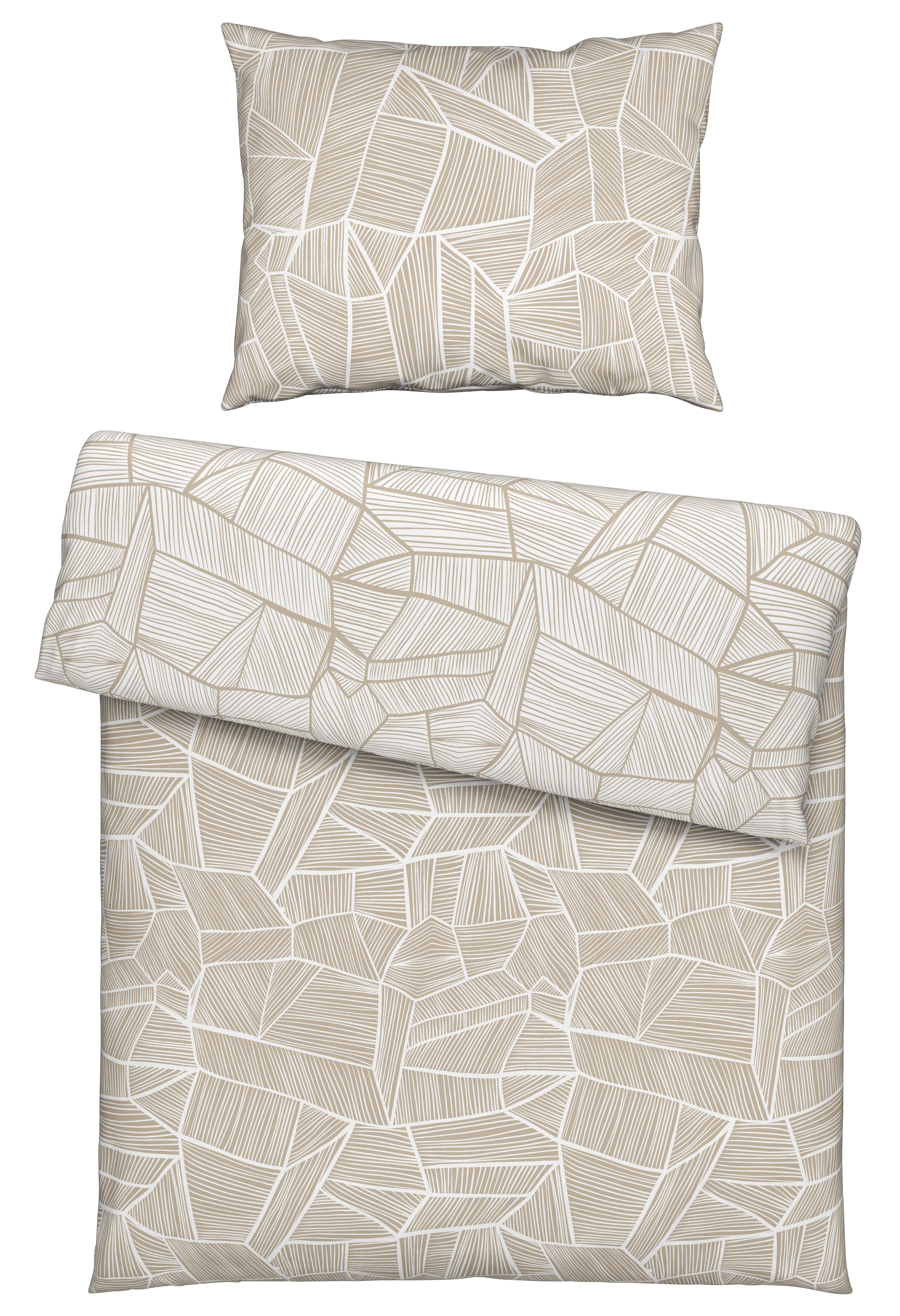 Obojstranná Posteľná Bielizeň Tessa Wende, 140/200cm, Béžová - biela/béžová, Konvenčný, textil (140/200cm) - Modern Living
