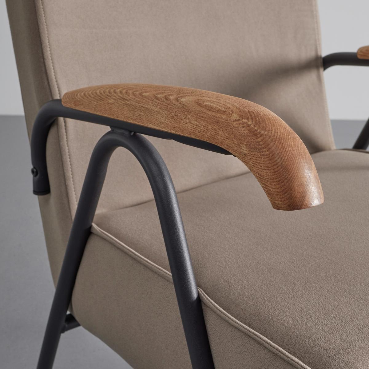 Retro křeslo Nati šedohnedé - černá/přírodní barvy, Moderní, kov/dřevo (52/79/66cm) - Bessagi Home