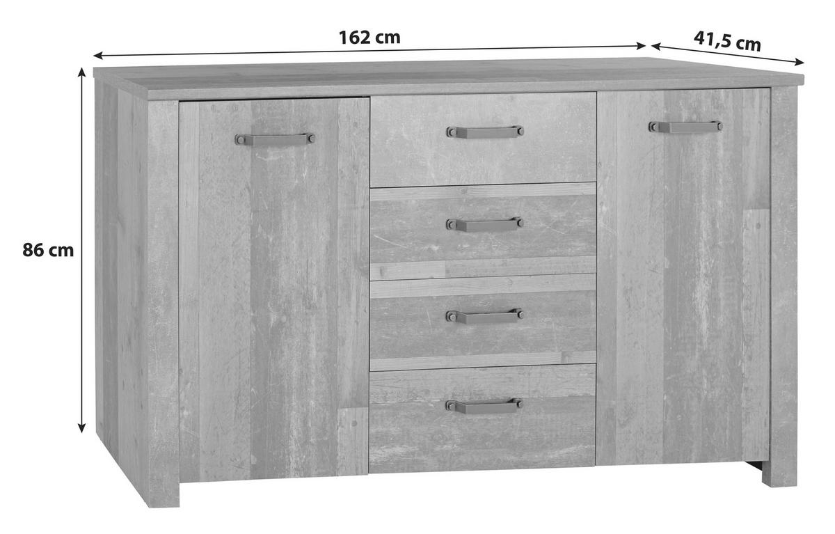 KOMODA ONTARIO - čierna/zlatá, Modern, kompozitné drevo/plast (162/86/41,5cm) - Ondega