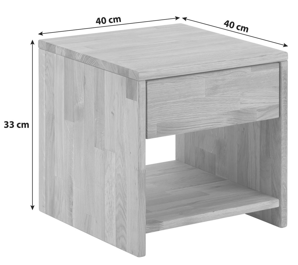 NOČNÍ STOLEK MALU - barvy dubu, Natur, dřevo (40/40/33cm)