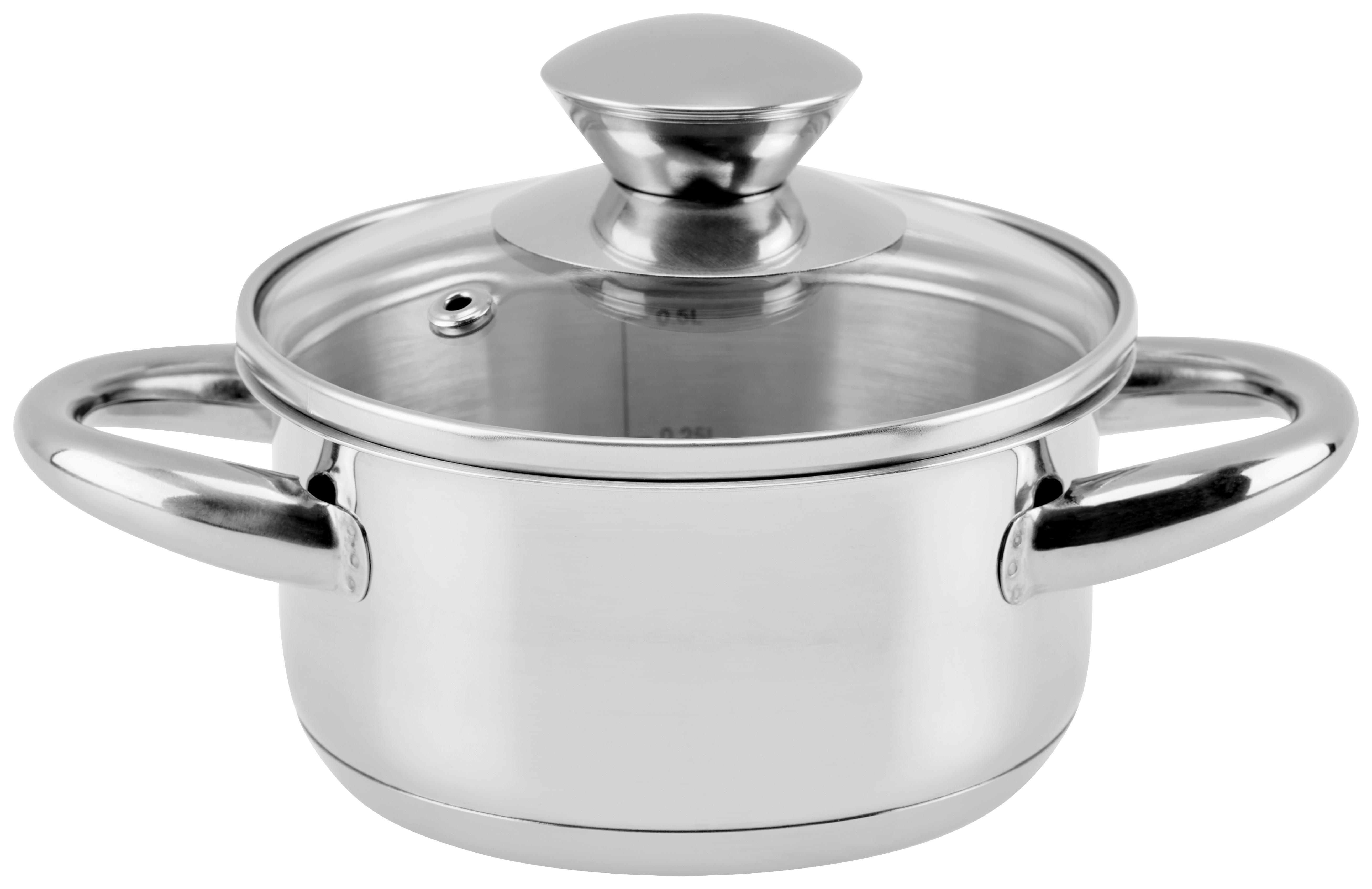 James Wood Kochtopf Angela Edelstahl - Edelstahlfarben/Transparent, KONVENTIONELL, Glas/Metall (12/6cm) - James Wood