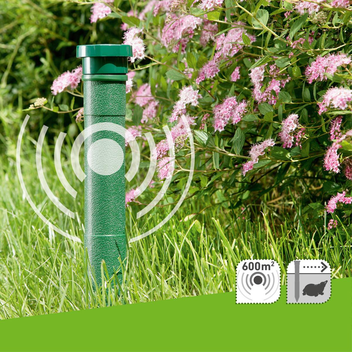 Ultraschall-Tiervertreiber Wühlmaus Vertreiber Bat 3 Star - Alufarben/Grün, Basics, Kunststoff (12,5cm)