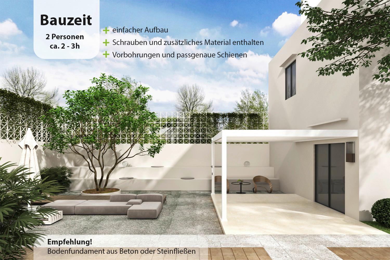 Pergola Deluxe 400x360cm Sturmfest, Gartenpavillon - Weiß, Basics, Metall (400/255/360cm) - WEIDE