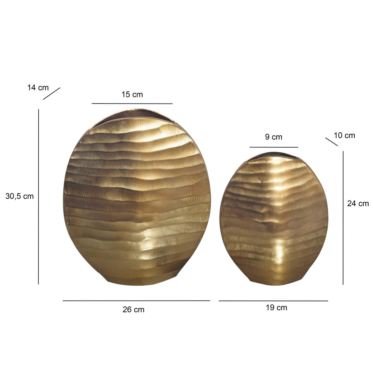 Dekovase 2er Set Goldfarben B: 26 cm - Goldfarben, Design, Metall (26/30,5/14cm) - Livetastic