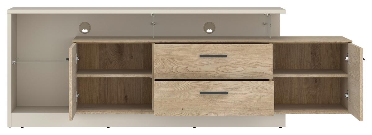 Tv-element, B: 191,5 Cm Eichefarben/kaschmir - Kaschmir/Eichefarben, MODERN, Glas/Holzwerkstoff (191,5/65,5/39,9cm)