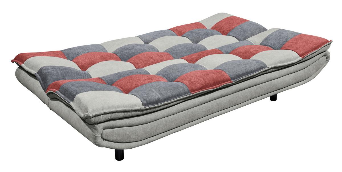 Rozkládací pohovka PATCH růžová, šedá - černá/tmavě šedá, Basics, kompozitní dřevo/textil (188/90/89cm) - MID.YOU