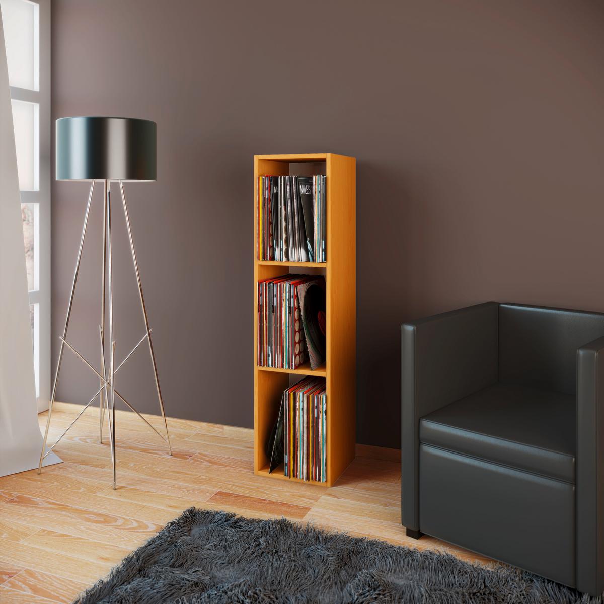 Schallplattenregal Platto 34 cm Buche Dekor - Buchefarben, KONVENTIONELL, Holzwerkstoff (34/107/29cm) - MID.YOU