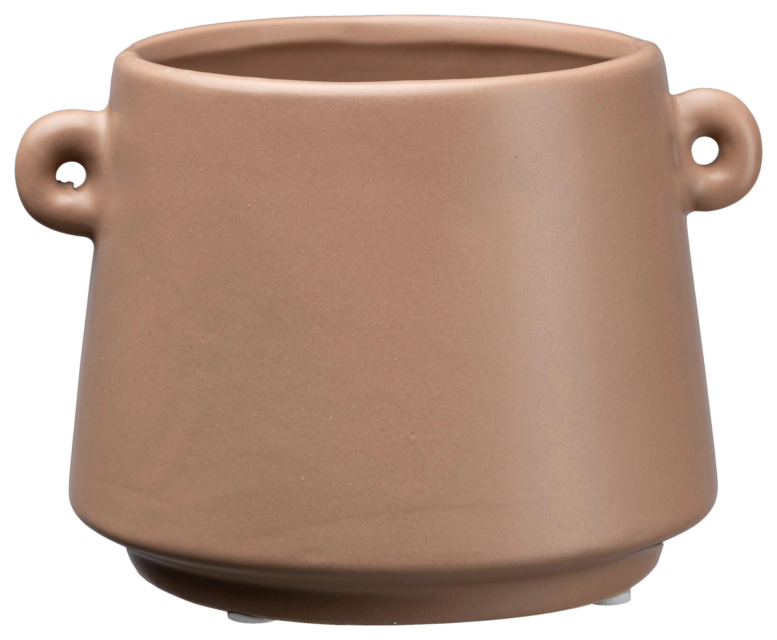 Obal na květináč Emma, V: 12,5cm - světle hnědá, Basics, keramika (14,5/12,5/10,5cm) - Modern Living