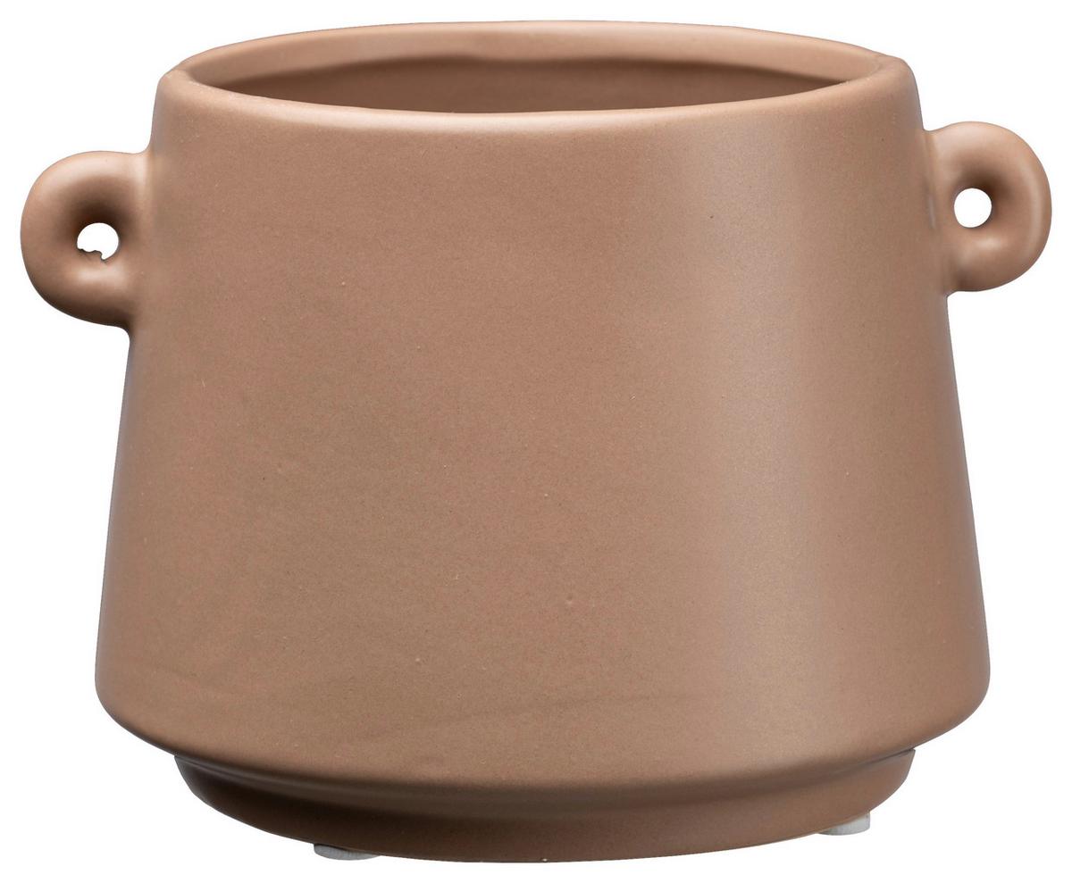 Obal na květináč Emma, V: 12,5cm - světle hnědá, Basics, keramika (14,5/12,5/10,5cm) - Modern Living