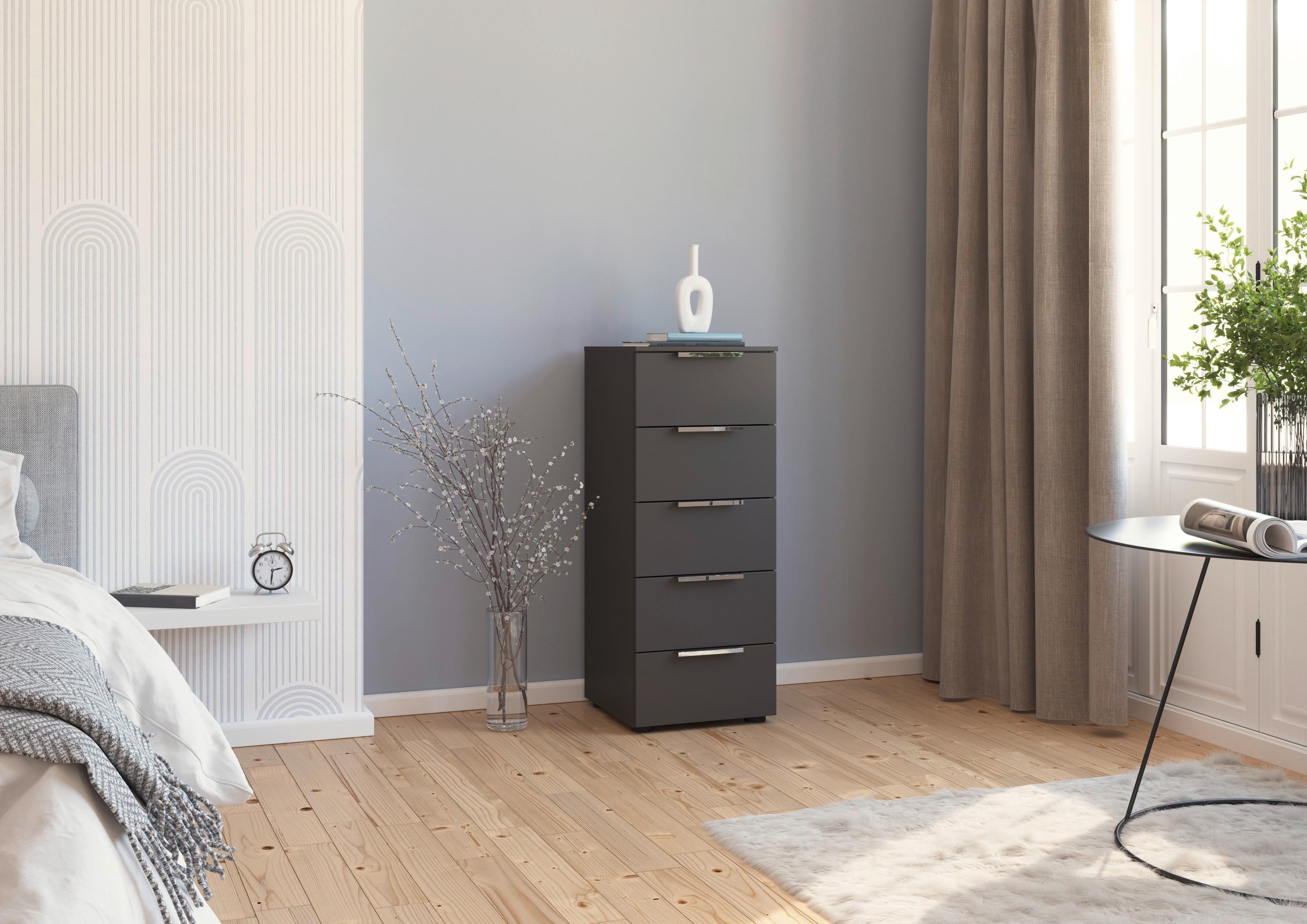 Kommode Flipp Graphit/chromfarben B: 40 Cm - Chromfarben/Schwarz, MODERN, Holzwerkstoff (40/100/42cm) - Rauch Möbel