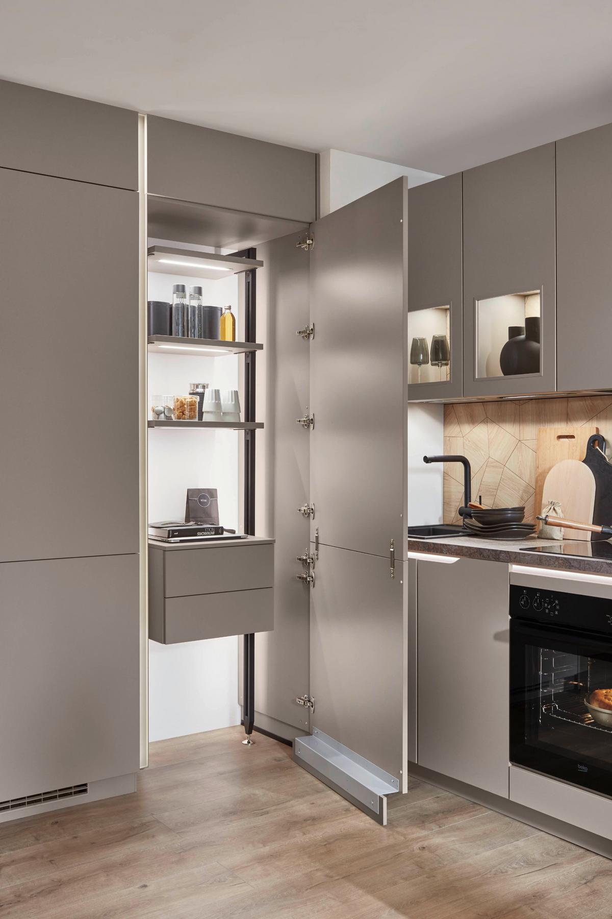 Eckküche Sidney - Hellbraun/Dunkelbraun, MODERN, Holzwerkstoff (218,1/273,2cm) - Vertico