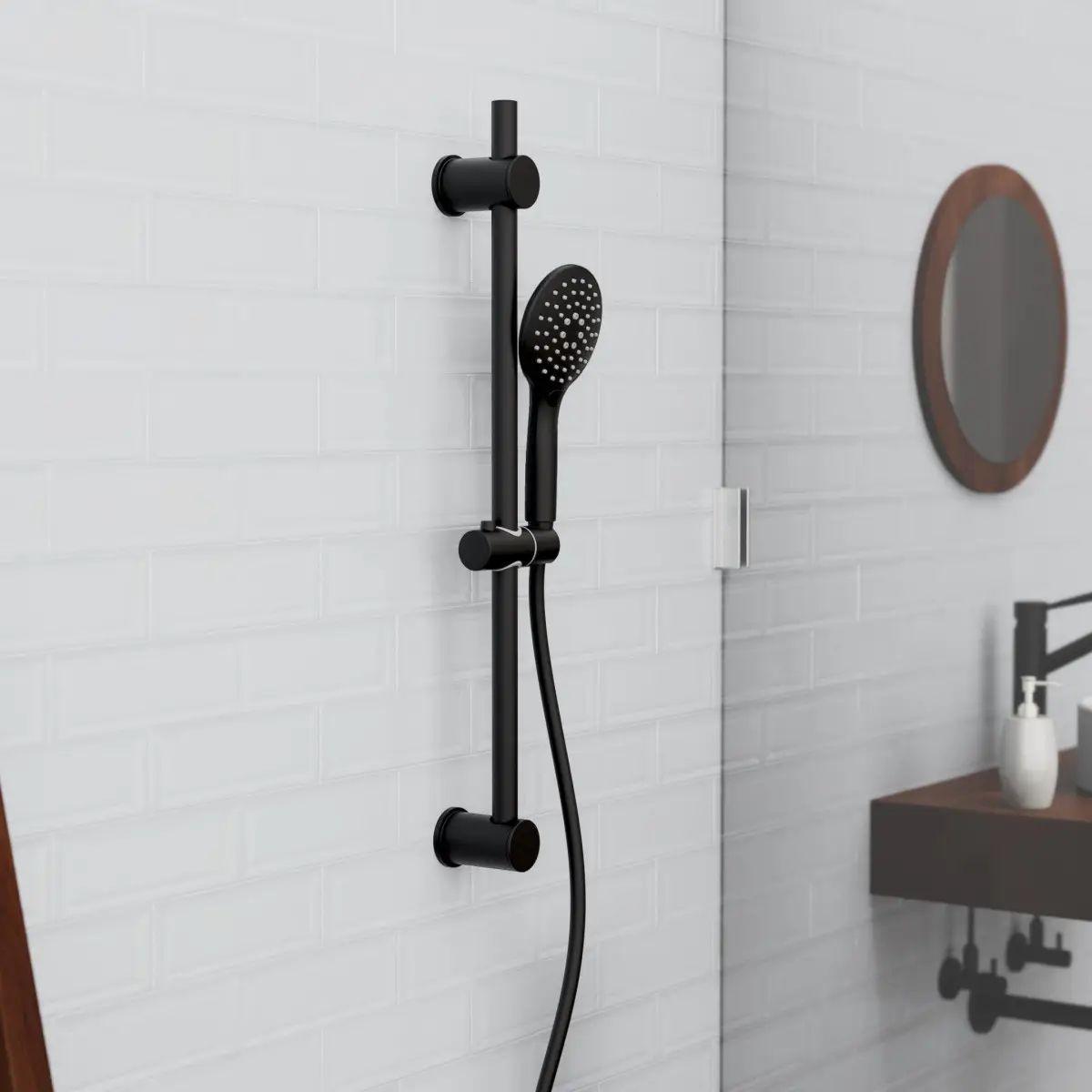 Sprchová sada RAVEN čierna - čierna, Modern, plast (12,5/70/14cm) - Mömax